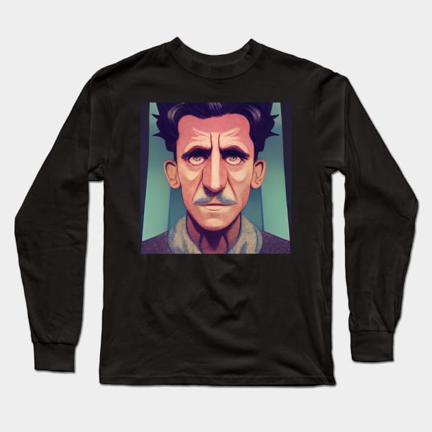 George Orwell Portrait | Comics style Long Sleeve T-Shirt by Classical